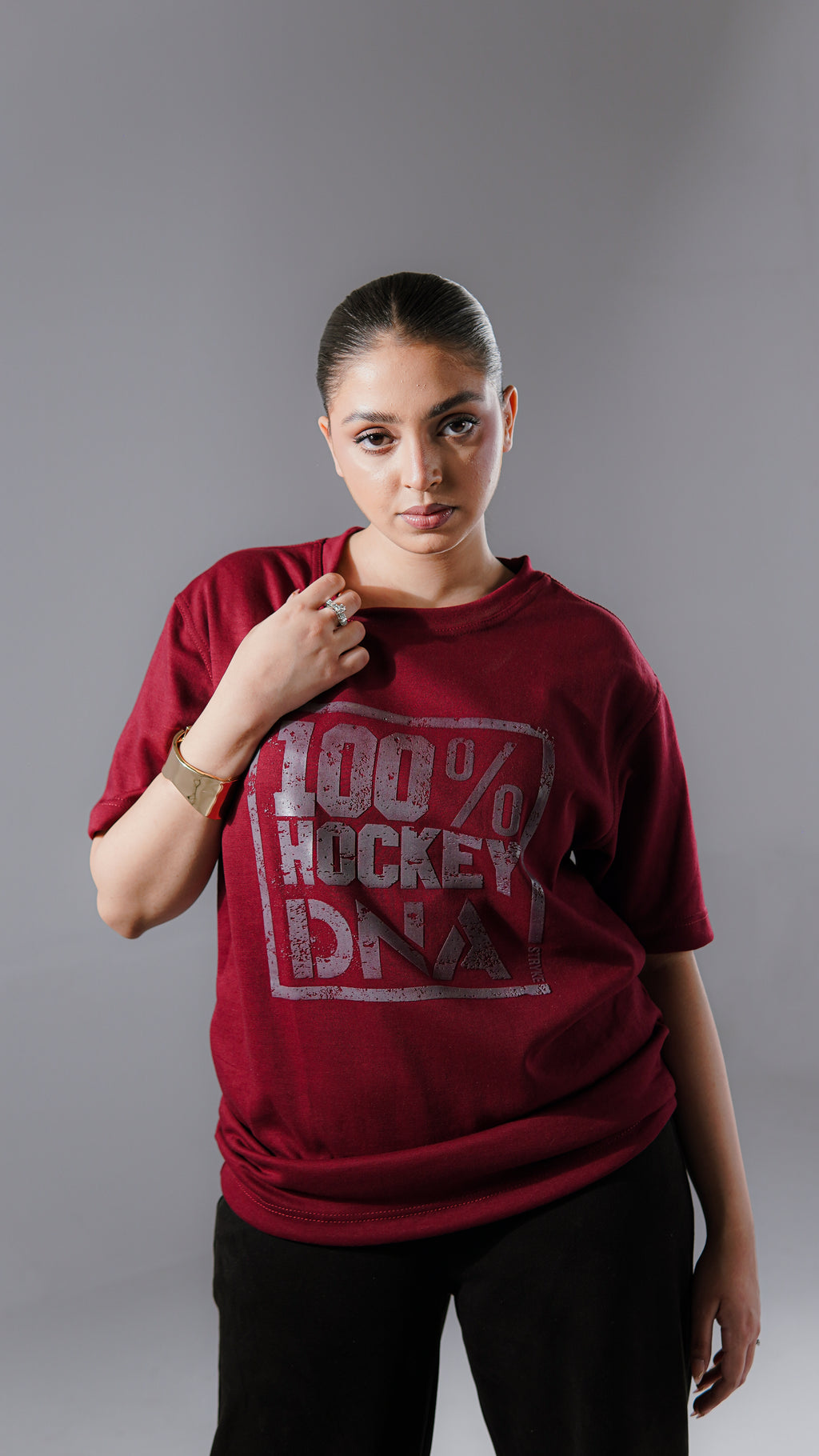 Stryke 100% Hockey DNA Premium Maroon T-Shirt